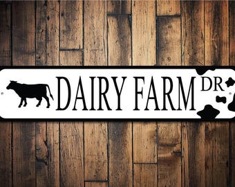 Dairy Farm Sign, Decor For Farm, Farm Sign, Cow Lovers, Dairy Farm, Milk Farm, Country Home, Farmer Decor  - Quality Aluminum Decorations
