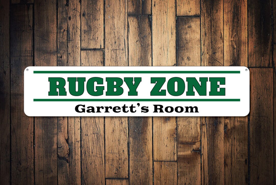 Rugby Zone Sign, Personalized Kid Name Room Sign, Custom Rugby Player ...