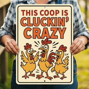 This Coop is Cluckin&#39; Crazy Metal Sign – Funny Chicken Wall Art for Farmhouse Décor, Hen House Gift, Backyard Coop Sign
