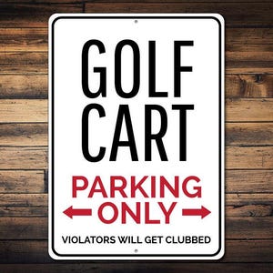 Golfkar parkeerbord, cadeau golfliefhebber, golfdecor, bord golfkar, decor golfer man cave, metalen golfbord - hoogwaardige aluminium golfers