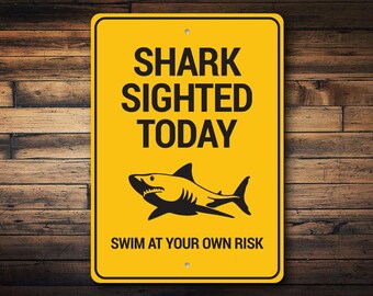 Shark Sighting, Shark Only Lovers, Sharks Decor Gifts, Metal Shark Sign, Shark Wall Decor, Custom Ocean Sign - Quality Aluminum Shark Decor