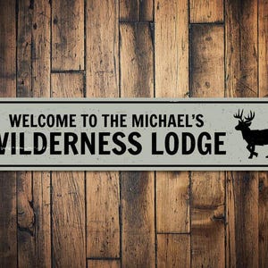 Wilderness Lodge Sign, Personalized Welcome Wild Animals Sign, Custom Family Name Sign, Metal Cabin Decor - Quality Aluminum Lodge Decor
