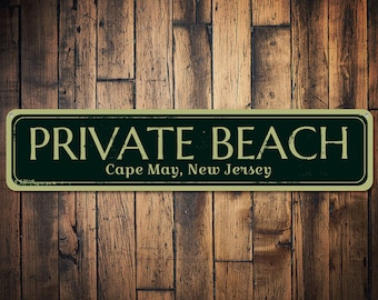 Private Beach Sign, Personalized Beach Location Sign, Metal Beach House Decor, Custom Beach House Sign, Beach House Decor - Quality Aluminum