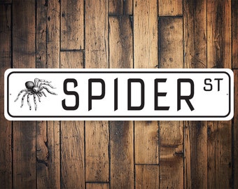 Spider St Sign, Spider Decor, Decor for Spider, Spider, Scary Spider Sign, Haunted House Sign, Haunted Home, - Quality Aluminum Decoration