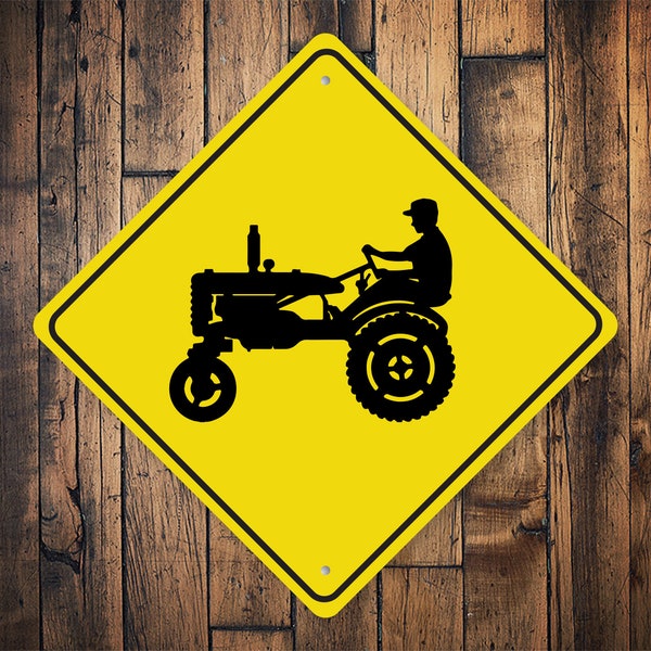 Tractor Crossing Sign, Farmer Crossing, Farmer Sign, Farm Land Decor, Farm Road Sign, Farmer Road Sign, Crossing Farms- Quality Metal Sign