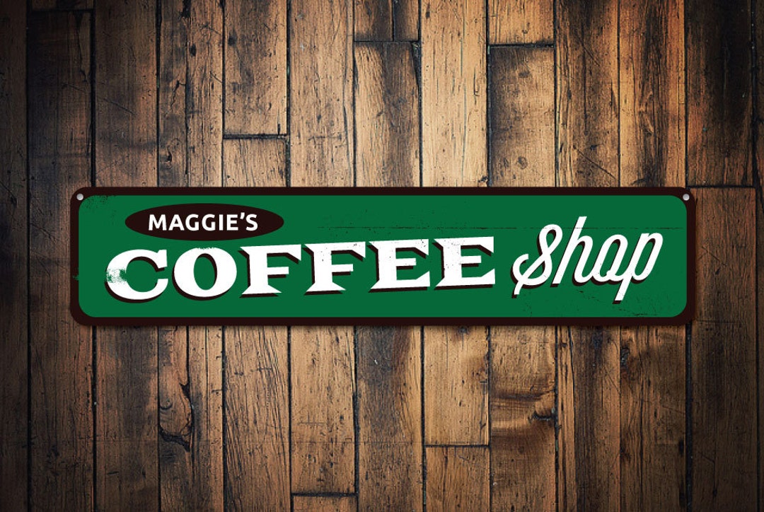 Coffee Shop Name Sign, Personalized Barista Sign, Coffee Lover Sign, Custom Java Metal Coffee
