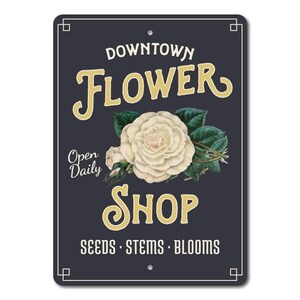 Flower Shop Sign, Florist Gift, Flower Lover Gift, Flower Shop Decor, Flower Market Sign, Gardener Gift, Metal Garden Sign Quality Metal image 3