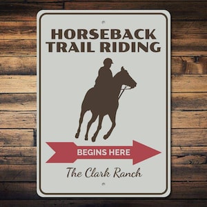 Horseback Rider Sign, Trail Riding Sign, Custom Ranch Sign, Custom Ranch Decor, Trail Arrow Sign, Horse Rider Sign, Quality Metal Sign Decor