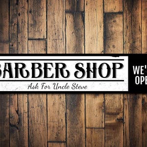 Barber Shop Sign, Personalized We&#39;re Open Sign, Custom Hairstylist Sign, Metal Hairdresser Barber Name Decor - Quality Aluminum Barber Shop