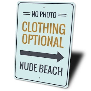 No Clothing Sign, Nude Beaches, Nude Beach Signs, Metal Surf Sign, Nude