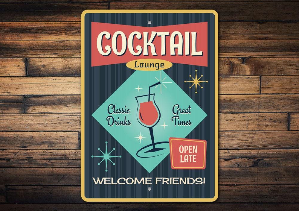 Cocktail Lover Sign, Cocktail Sign, Vintage Bars, Drinking Decor, Custom Bar Sign, Bar Owners, Custom Signs, Metal Sign, Quality Metal Sign