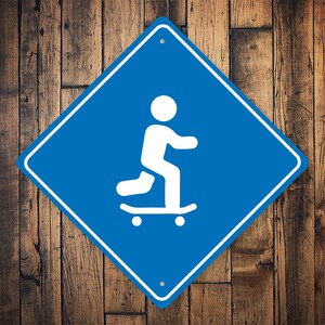 Skateboarder Crossing Sign, Skateboard Crossing, Kid Skater Crossing, Caution Skate Sign, Skate Zone Sign, Skatepark Decor, Crossing Skater