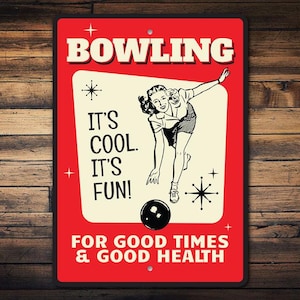 Vintage Bowling Sign, Bowling Decor, Bowling Lover, Bowling Room, Arcade Sign, Bowl For Life, Custom Signs, Metal Sign, Quality Metal Sign