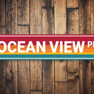 Ocean View Place Sign, Custom Street Sign, Personalized Sign, Ocean Wall Decor, Ocean Gifts, Ocean Decor, Home Decor, Ocean Metal Sign