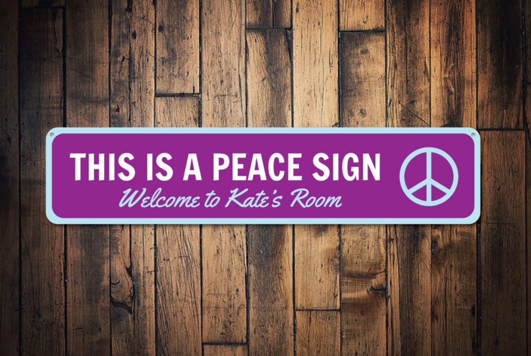Peace Sign, Custom Kid Name Room Sign, Personalized Child Name
