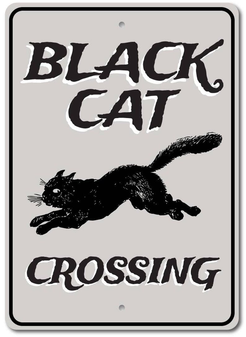 Black Cat Crossing Sign Black Cat Decor Black Cat Sign Etsy