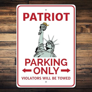 Plaque patriote, plaque patriote parking, décoration patriote des États-Unis, cadeau patriote, plaque Statue de la liberté, décoration liberté - plaques de stationnement en aluminium de qualité image 1