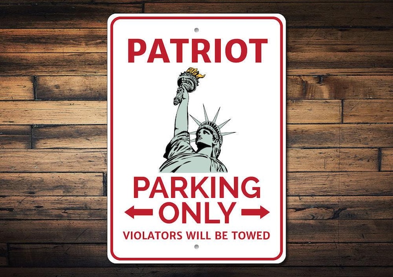 Plaque patriote, plaque patriote parking, décoration patriote des États-Unis, cadeau patriote, plaque Statue de la liberté, décoration liberté - plaques de stationnement en aluminium de qualité image 1