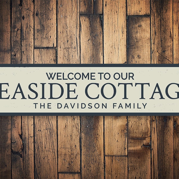 Cottage Sign, Personalized Welcome Sign, Custom Family Name Sign, Seaside Metal Beach House Decor, Beach Decor - Quality Aluminum Cottage