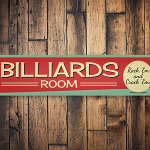 Vintage Billiards, Billiards Decor, Family Billiards, Billiards Sign, Pool Room Decor, Pool Lovers, Billiard  - Quality Aluminum Decorations
