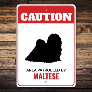 Maltese Dog Sign, Caution Dog Sign, Maltese Dog Lover, Dog Breed Signs, Maltese Dog Gift, Maltese Dog Mom, Gate Dog Sign - Dog Metal Sign
