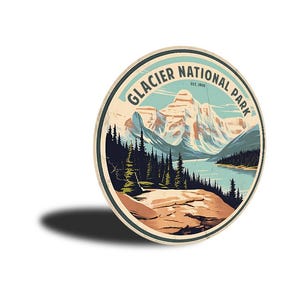Glacier National Park Sign, Rustic Cabin Decor for Outdoor Enthusiasts, Vintage Style Sign, Nature Lovers, Mountain Lovers Gift, Metal Sign image 3
