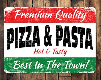 Włoski szyld premium, szyld z włoskim jedzeniem, dobra włoska pizza, wystrój pizzy, wystrój Włoch, włoskie prezenty kulinarne, włoski sklep, makaron i pizza