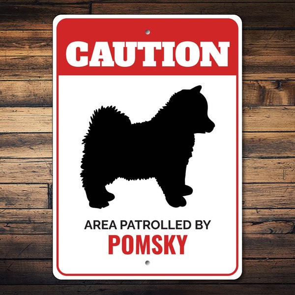 Pomsky Hund Schild, Vorsicht Hund Schild, Pomsky Liebhaber, Hunderasse Schilder, Pomsky Geschenk, Pomeranian Husky, Tor Hund Schild - Hund Metall Schild