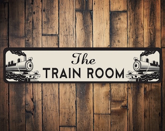 The Train Room Sign, Train Room, Train Wall Decor, Train Rooms, Custom Train Decor, Train Lover, Train Gifts - Quality Aluminum Decorations