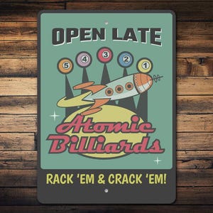 Billiards Sign, Custom Billiards, Billiards Decor, Pool Room, Pool Man Cave, Man Cave Sign, Custom Signs, Metal Sign, Quality Metal Sign