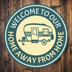Home Away From Home Metal Sign - RV Camper Decor - Travel Trailer Welcome Sign - Vintage Camping Wall Art - Cozy Campground Gift