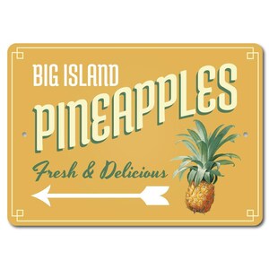 Pineapples Sign, Island Fruit Sign, Pineapple Decor, Pineapple Sign, Fruit Arrow Sign, Fresh Fruit Kitchen Decor, Quality Metal Fruit Signs image 3