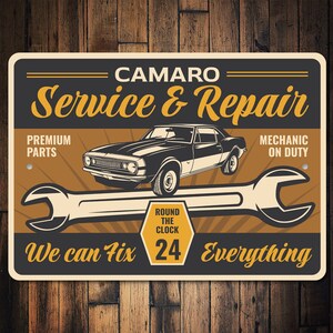 Camaro Repair Sign, Camaro Repair Garage, Car Repair , Dad Camaro Garage, Camaro Garage, Custom Garage Gift, Custom Camaro Gift - Metal Sign