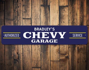 Chevy Garage Decor, Chevy Garage Sign, Chevy Owner Gift, Custom Car Lover Gift, Custom Chevy Owner Sign - Quality Aluminum Sign Custom