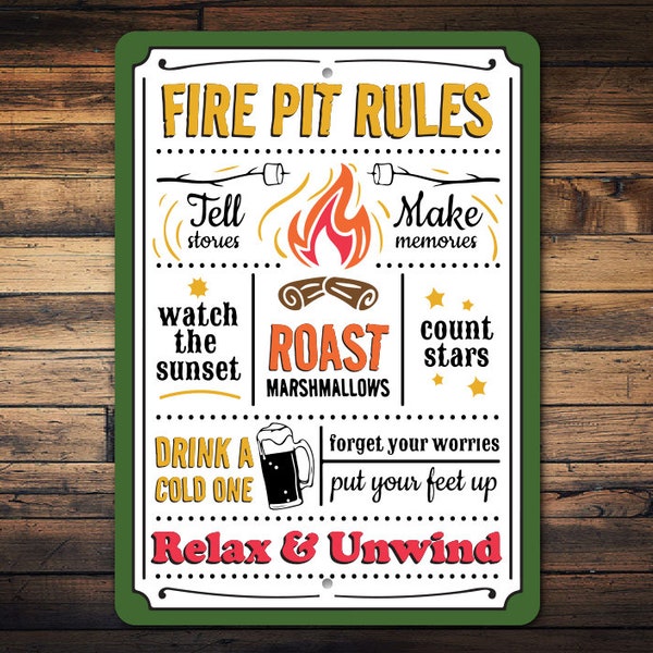 Firepit Rules Sign, Funny Firepit Sign, Firepit Decor, Outside Firepit, Family Firepit Sign, Firepit Safety Sign, Fun Family Gift, Camping