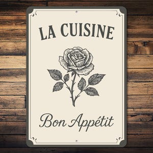 La Cuisine Bon Appetit Sign, Kitchen Wall Decor, French Kitchen Sign, Chef Gift Decor, Dining Room Sign, Bistro Kitchen Sign - Metal Sign