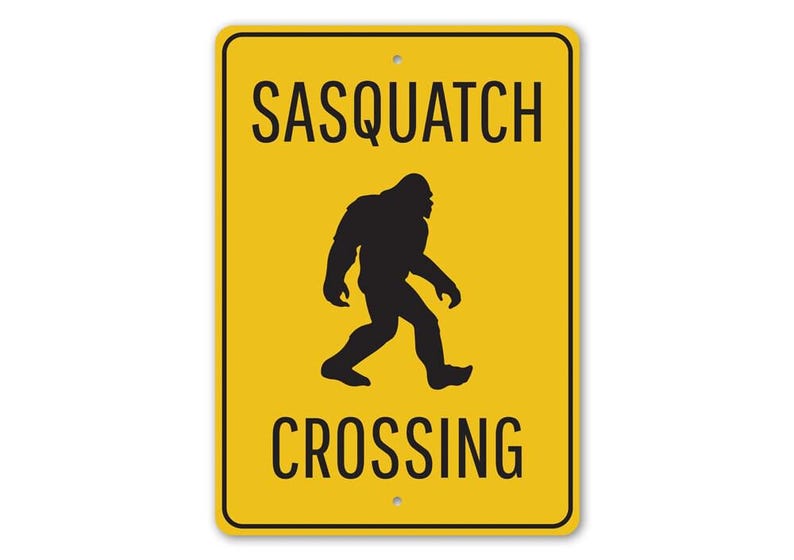 Sasquatch Sign, Sasquatch Crossings, Mystical Animal Sign, Crossing Sign, Cross Sign For Sasquatch, Room Decor, Metal Sign, Quality Metal image 2
