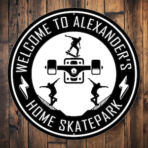Home Skatepark Decor, Custom Skatepark Sign, Skater Circle Sign, Custom Skater Gift, Home Skatepark Gift, Kids Skatepark Decor, Kid Skater