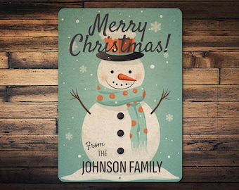 Cartello "Buon Natale", Cartello personalizzato per la famiglia, Decorazione natalizia da parete, Cartello per le feste, Decorazione natalizia per la casa, Cartello per le vacanze invernali - Cartello in metallo