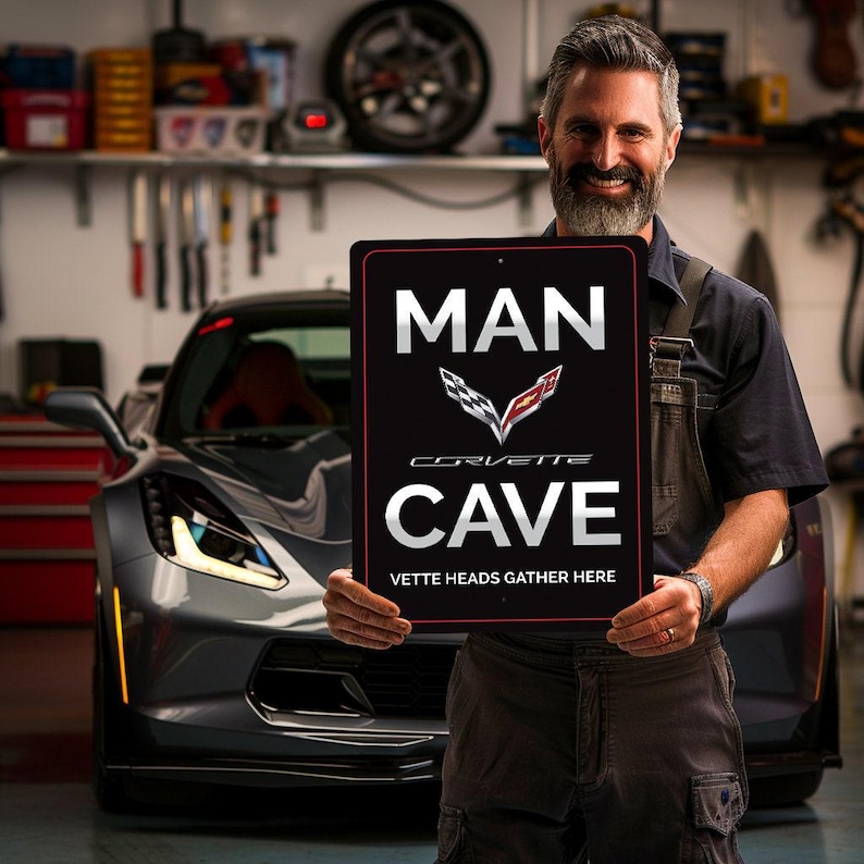 Corvette Man Cave Signs, Fathers Corvette, Corvette Lover Decor, Custom Corvette Gift, Chevy Corvette Mechanic - Novelty Aluminum Car Garage Bild 5