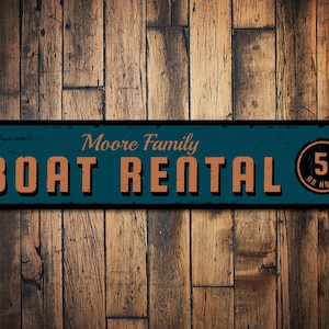 Boat Rental Sign, Personalized Family Name Sign, 5 Cents/Hour Beach House Sign, Custom Metal Beach House Decor - Quality Aluminum Dart Sign