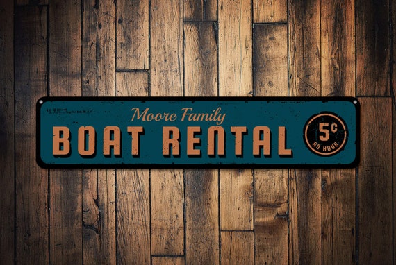 Boat Rental Sign, Personalized Family Name Sign, 5 Cents/Hour Beach House Sign, Custom Metal Beach House Decor - Quality Aluminum Dart Sign
