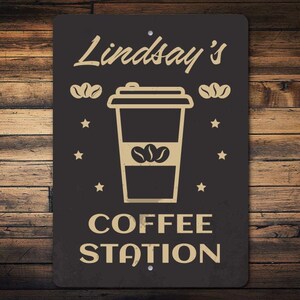 Coffee Station Sign, Custom Coffee Station, Coffee Room Sign, Coffee Making Gift, Coffee Mom Gift, Wall Coffee Gift, Custom Coffee Sign image 1