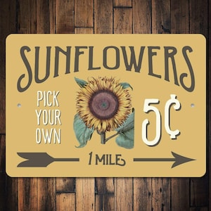 Letrero de girasoles, regalo para amantes de los girasoles, letrero de campo de flores, decoración de campo de flores, decoración de girasoles, regalo de girasoles, letreros de girasoles de metal de calidad imagen 1