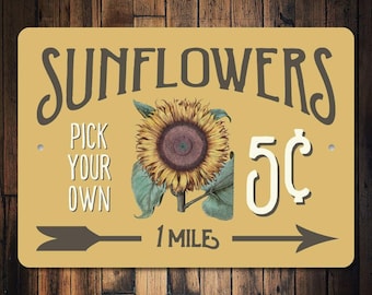 Sunflowers Sign, Sunflower Lover Gift, Flower Field Sign, Flower Field Decor, Sunflower Decor, Sunflower Gift, Quality Metal Sunflower Signs