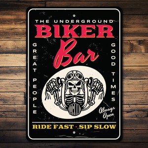 Biker Bar Sign, Motorcycle Decor, Man Cave Sign, Garage Decoration, Motorcycle Lover, Biker Gift, Biker Club Decor - Quality Metal Sign
