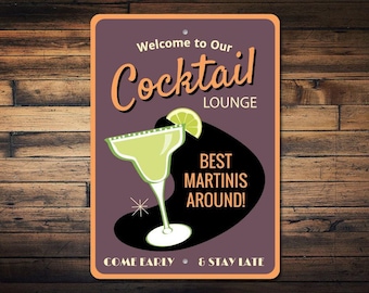 Cocktail Lover Gift, Cocktail Decor, Cocktail Bar Sign, Cocktail Lounge Sign, Cocktail Drinks, Drinking Sign, Quality Metal Cocktail Sign