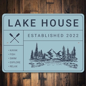 Custom Lake House Sign, Personalized Lake House Decor, Lake Activities, Lake House Gift, Home Decor, Housewarming Gift, Quality Metal Sign