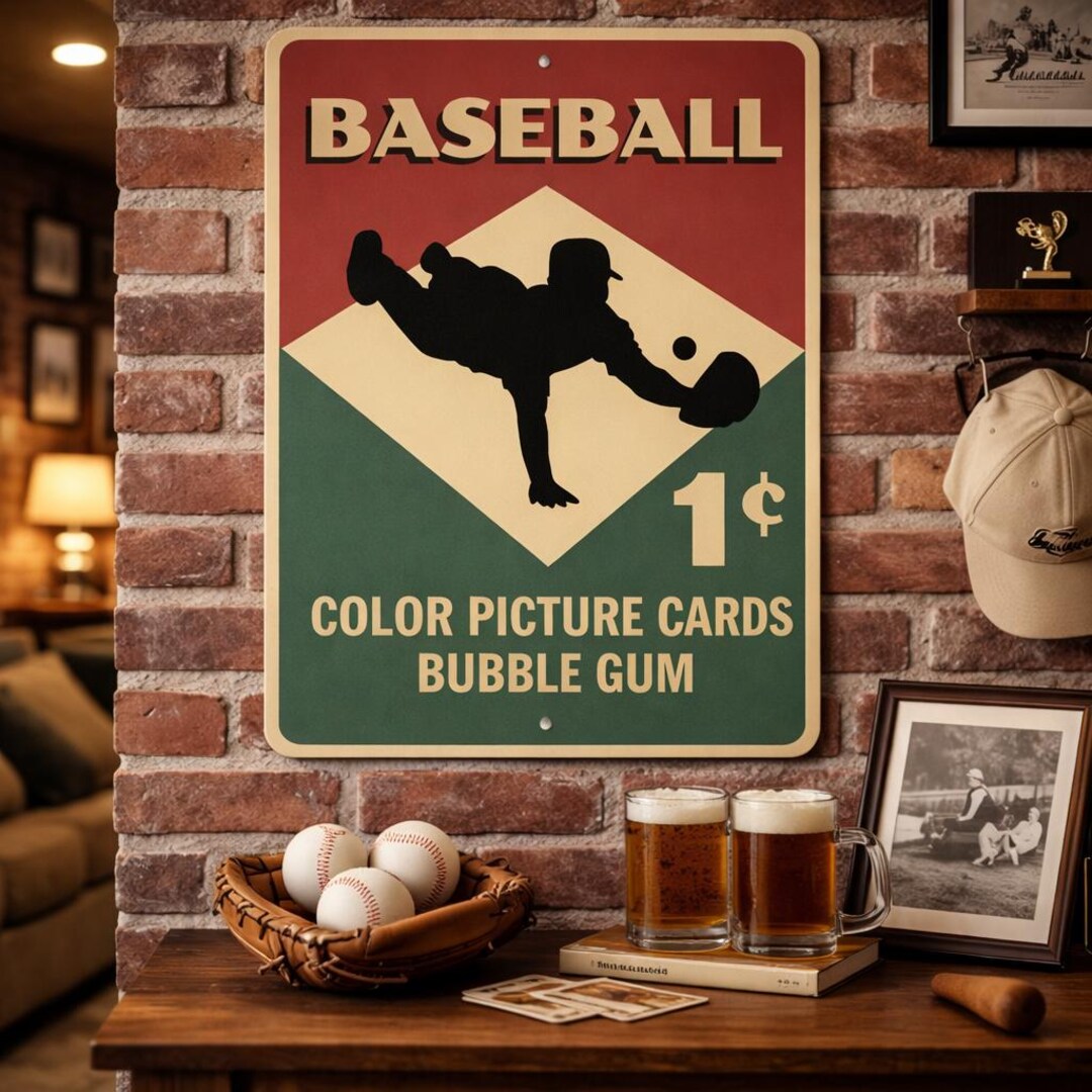 Baseball Card Sign, Metal Baseball Decor, Baseball Sign, Baseball Gift ...