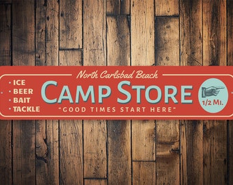 Camp Store Sign, Camping Family, Camp Living here, Aluminum Camping Sign, Outdoors Decor, Camps,  Camp Decor For House - Quality Aluminum